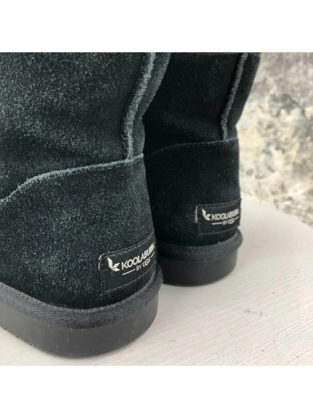 Koolaburra UGG Kid's Size 5 Koola Mini Black Suede Closed Toe Faux Fur Boots